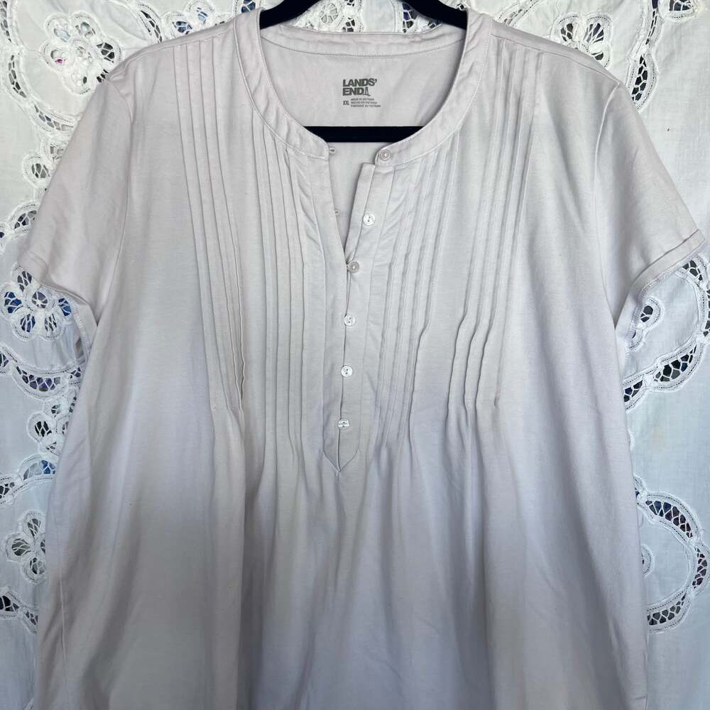 Lands' End Women's Short Sleeve Pintuck Blouse - NWT